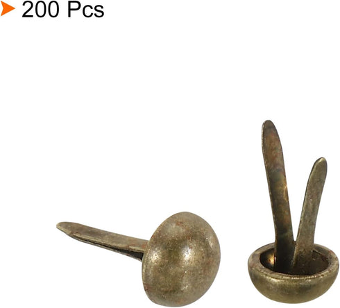 PATIKIL 6x12mm Mini Brads Paper Fasteners, 200 Pack Round Brads Fastener for DIY Crafting Projects Scrapbooking, Bronze Tone...