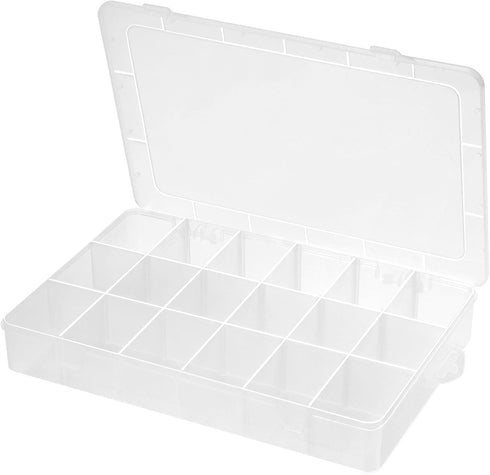 Extra Large 18 Grids Bead Storage Container Tackle Box, Bluedale Plastic Craft Organizer Compartment Box with Dividers for Jewelry, Art DIY, Washi...
