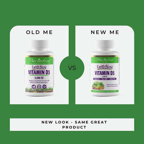 Paradise Herbs Earth's Blend Vitamin D3, Superfoods Base of Probiotics and Organic Alkalizing Greens, Veggies & Berries, 90 Vegetarian Capsules...
