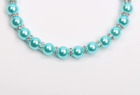 Dog Cat Pearls Necklace Collar with Bling Accessories and Ribbon Bow Pet Puppy Jewelry for Female Dogs Cats Small Medium (S, Blue)...