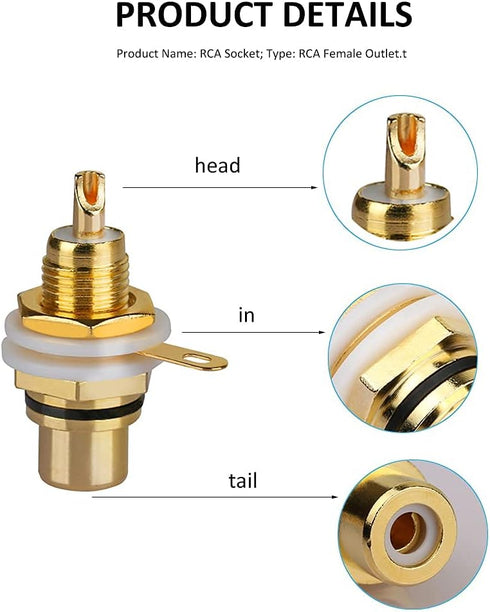 10Pcs Audio Terminal Jack Panel Mount RCA Lotus Head Welding Female Socket Connector (5Pcs Black + 5Pcs Red)...