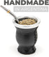BALIBETOV Leather & Glass Yerba Mate Gourd Set (Mate Cup) with Yerba Mate Bombilla...