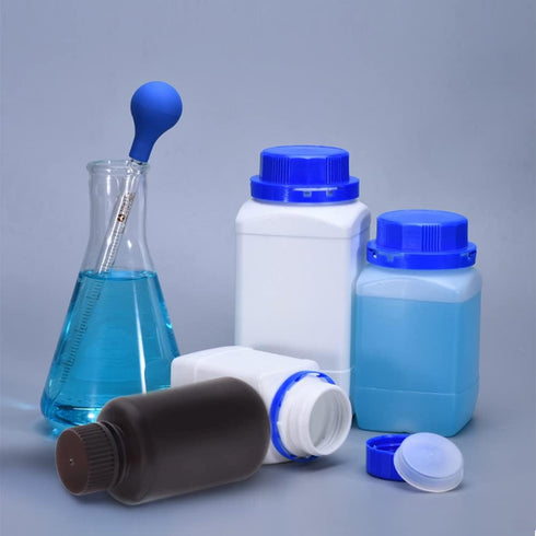 Othmro 10pcs 100ml/3.38oz Plastic Lab Chemical Reagent Bottles,10pcs 19.5mmx95mm(IDxH) Square Wide Mouth Liquid/Solid Sample Storage Container Sea...