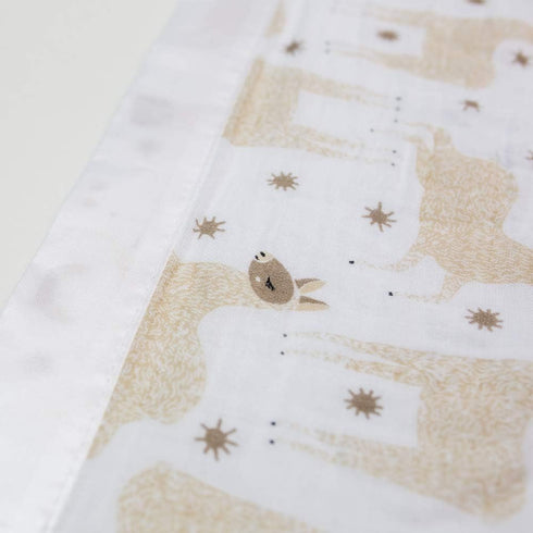 lulujo Baby Security Lovie Blankets| Unisex Softest Breathable Cotton Muslin Security Blanket with Silky Satin Trim| Neutral Comforting Blanket fo...