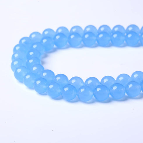 60PCS 6MM Natural Aquamarine Chalcedony Stone Beads Energy Healing Beads for DIY Jewelry Bracelet Necklace Making for Jewelry Making15Inch...