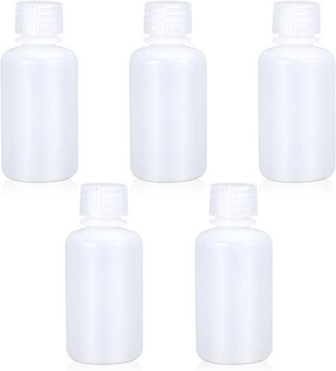 60ml/5 Pcs HDPE Narrow Mouth Round Container, Leak Proof Plastic Lab Chemical Reagent Bottles, Water Sample Bottles (Translucence, 2 oz)...