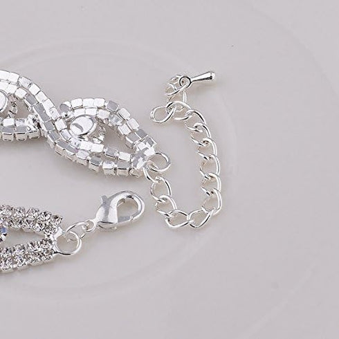 Long Way Women's Silver/Gold Plated Crystal Bracelets 6.7"+2.4"...