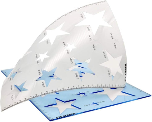 Star Stencil Template Combo Pack. includes hard plastic stencil + thin flexible stencil. Great for Flags and Various Craft Projects....
