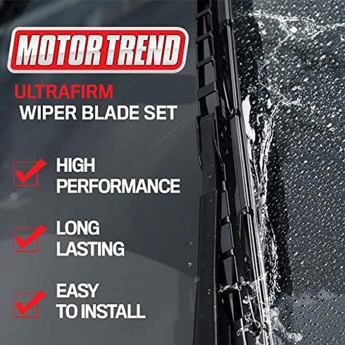 Motor Trend Ultrafirm Replacement Windshield Wiper Blades - Advanced Crystal-Clear Streak-Free Premium Blade Design - All Season, All Weather (22 ...