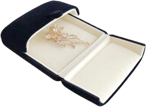 Navy Blue High End Luxurious Velvet Jewelry Box for Brooch Honorary Pin Badge Box Special Presentation Premium Grade Unique Design (Jewelry is not...