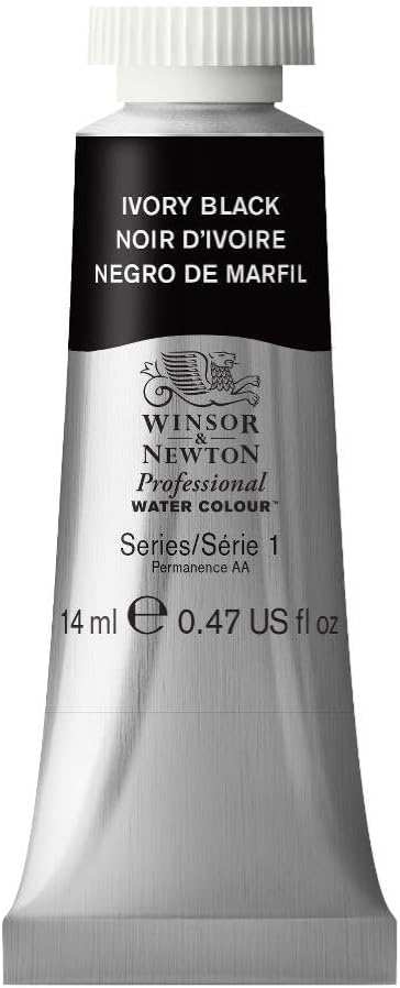 Winsor & Newton Professional Water Colour Paint, 0.47-oz Tube, Ivory Black...