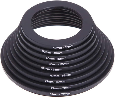 18Pcs Filter Ring Adapter Set, 37-82mm Metal Step Up/Down Rings Lens Adapter Filter Set Compatible with Digital SLR Camera...