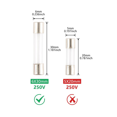 30 Pcs 4A 250V F4AL Fast-Blow Glass Fuses - 0.24x1.18 inch (6x30mm), Clear Tube, Multipurpose 4amp 250 Volt Fuse...