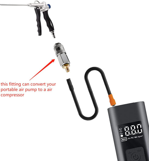 1Pack Tire Inflator Electric Portable Air Compressor Adapter,Schrader Valve to 3 in 1 Quick Connector Coupler, Covert Your Air Pump to Pneumatic T...