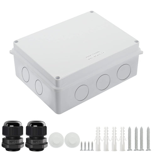 LeMotech Junction Box with Reserved Holes ABS Plastic Electrical Box IP65 Waterproof Dustproof Project Enclosure for Electronics White 7.9 x 6.1 x...