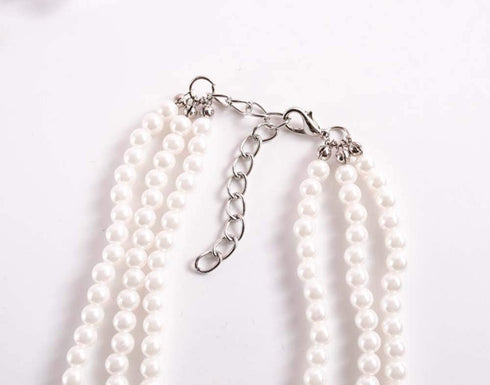 Simulated Pearl Chokers Multi-Layer Pearl Necklace Multi-Strand Pearl Statement Bridal Choker Necklace for Wedding Party Jewelry 20s Flapper Neckl...