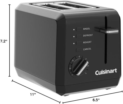 Cuisinart CPT-122BK 2-Slice Compact Plastic Toaster, Black...