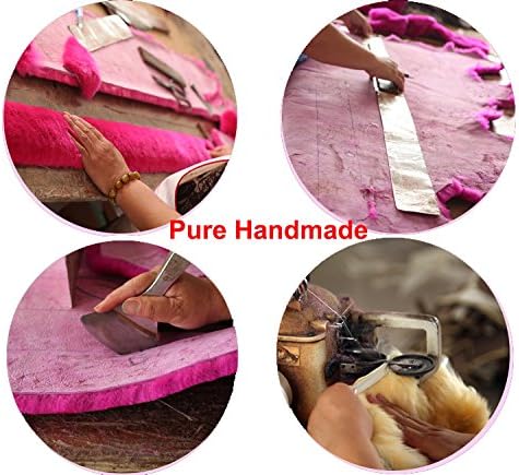 U&M Wool Car Steering Wheel Cover Soft Fluffy Natural Sheepskin Vehicle Non-slip Wheel Cushion Protector Universal Fit for 15 inch for Women...