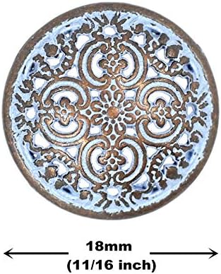 Bezelry 12 Pieces Flowery Engraving Copper Blue Openwork Metal Shank Buttons 18mm (11/16 inch)...