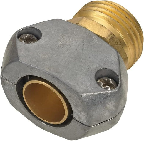 Rocky Mountain Goods Male Hose End Repair Clamp Coupling - For 5/8” and 3/4” Hoses - Solid Metal Heavy Duty Zinc and Brass Coupling - Makes hose b...