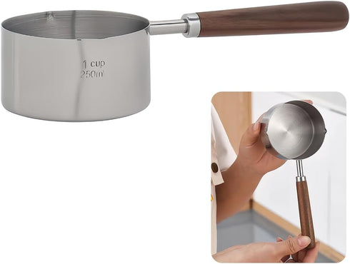 Saucepan with Pour Spouts Stainless Steel Handheld Oil Pan Sauce Pans Small Nonstick Milk Pot Kitchen Tool Sauce Pans for Milk Butter Sauce?250ml?...