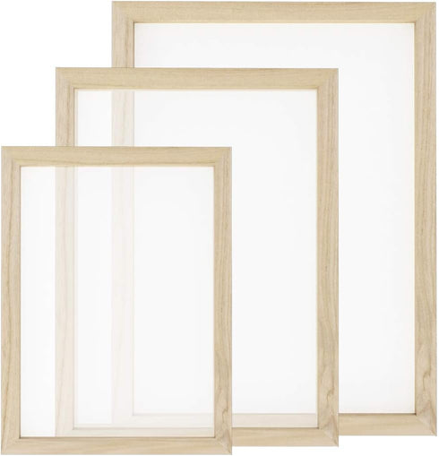 Worown 3 Size Wooden Paper Making Mould Frame Papermaking Screen for DIY Paper Craft and Dried Flower Handcraft...