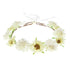 June Bloomy Rose Flower Leave Crown Bridal Halo Headband with Adjustable Ribbon (A Ivory)...
