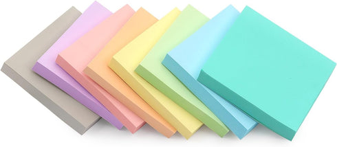8 Pads Sticky Notes 3x3 Self-Stick Notes 8 Pastel Multi Colors with Gray Sticky Notes, 90 Sheet/Pad...