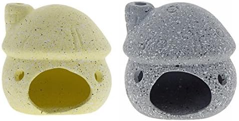 Saim Aquarium Decor Ceramic Mushroom House Ornament Fish Tank Landscape Decor for Small Shrimp to Rest and Breed, Hiding - Grey&Yellow...