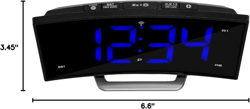 La Crosse Technology Curved Blue LED Atomic Dual Alarm Clock, 1.8 Inch (617-249)...