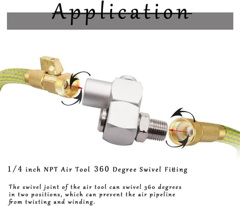 4PCS 1/4Inch NPT Air Tool 360 Degree Swivel Fitting Portable Air Tool Adapter,Air Hose Connector P-020...