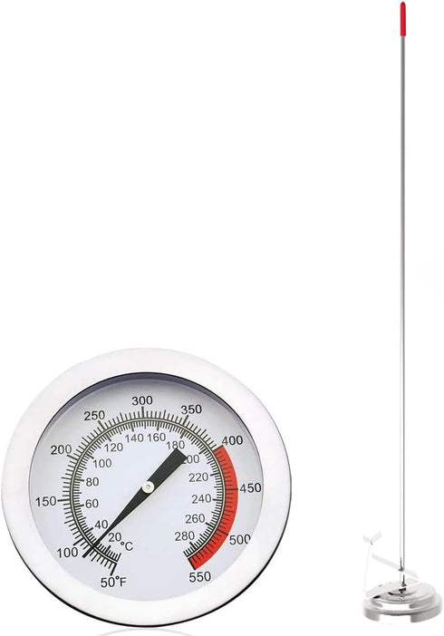 Lightbeam 16" Long Stem Deep Fry Thermometer with Clamp, Instant Read 2" Dial Meat BBQ Thermometer for Deep Fry, Grill, Turkey, Candy, Coffee etc...