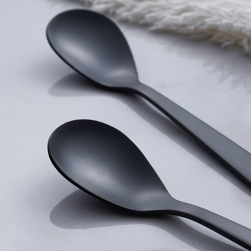 Matte Black Demitasse Espresso Coffee Spoons, Stainless Steel Satin Finish, Mini Teaspoons, Sugar Spoons, 4.7-inch, Set of 6...