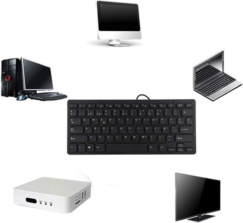 Demeras Ultra-Thin Wired Keyboard Portable Mini Spanish Keyboard USB Interface 78 Sensitive Keys for Desktop Computer...