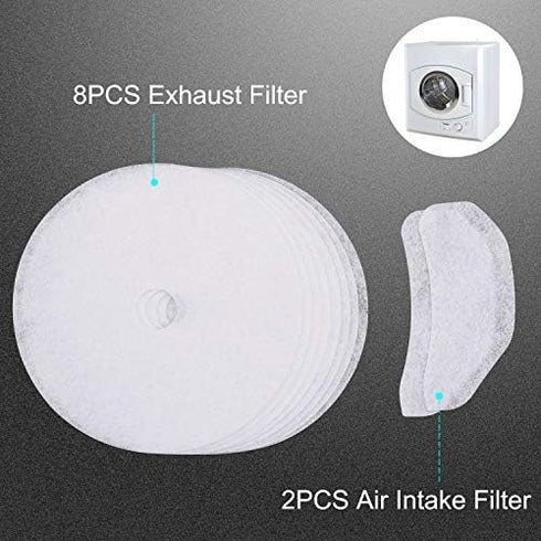 10 PCS Dryer Exhaust Filter for Panda Dryer Filter - 365 days warranty-Universal Lint Filter Cloth Dryer Replacement Include 8 Exhaust Filters & 2 Air Intake Filters Compatible with Magic Chef/Son ya