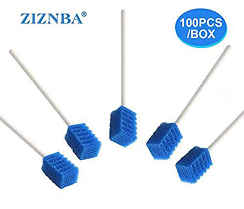 Disposable Oral Swabs, Sterile Dental Sponge Swabsticks Unflavored for Mouth & Gum Cleaning - 100 Count...