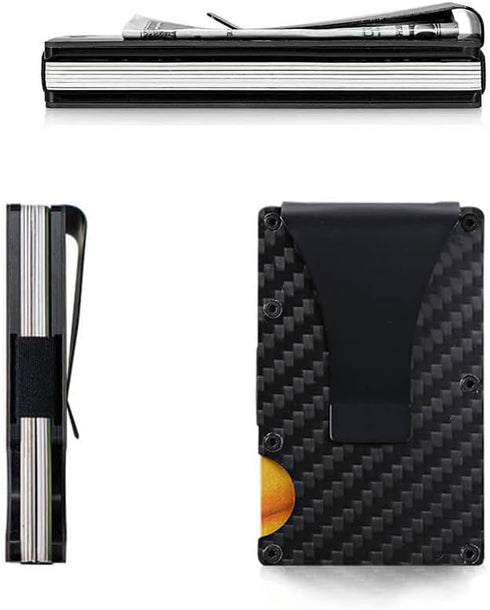 Metal Money Clip Wallet, Carbon Fiber Wallet, RFID Blocking Metal Card Holder for Men Slim Aluminum Holder Pocket Cash Credit Card Holder...