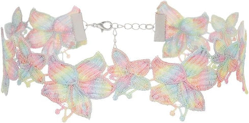 Boho Flower Lace Choker Necklace Colorful Hollow Lace Tattoo Choker Necklace Retro Thin Tulle Collar Rose Star Flower Collarbone Chain Jewelry for...