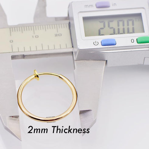 Clip On Hoop Earrings for Women - Silver and Gold-Tone Brass Spring Hoops for Non-Pierced Ears...