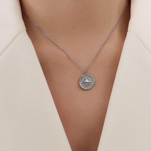 Jude Jewelers Stainless Steel Compass Style Charm Wedding Promise Statement Collar Necklace...