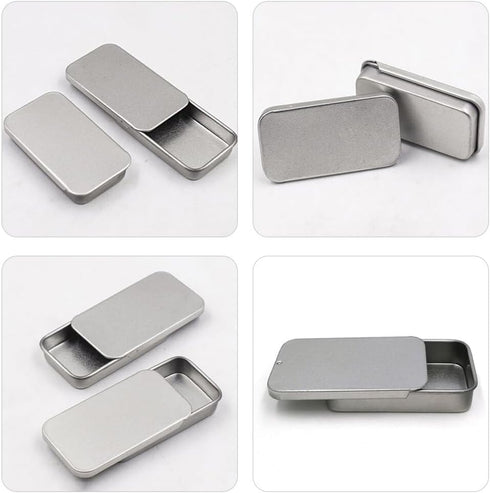 Hemoton 20pcs Rectangular Slide Top Tinplate Box Sliding Cover Push-Pull Tin Box Metal Tin Containers for Candies Jewelry Crafts Lip Balm Storage ...