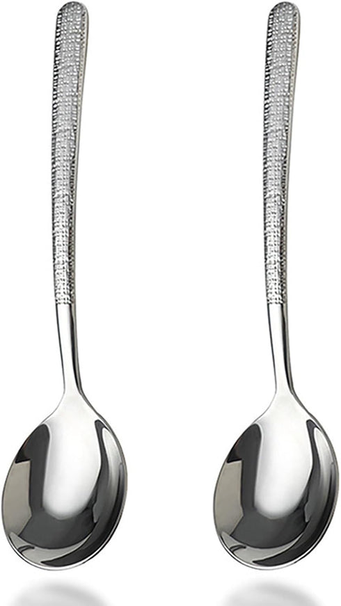 Soup Spoons, Premium 18/10 Stainless Steel Large Round Spoons with Long Handles, 8.2" Long Tablespoon, Dishwasher Safe, 2 pack...