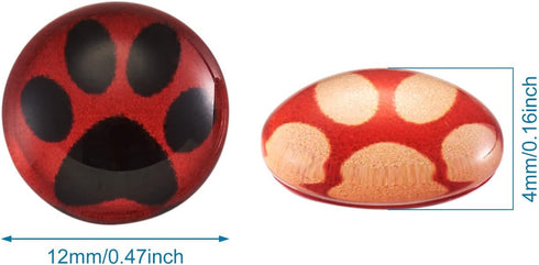 Craftdady 50Pcs Dog Pet Paw Printed Flatback Glass Cartoon Cabochons 12mm Half Round Cameo Glass Dome Cabochons Mixed Colors for Craft Photo Jewel...