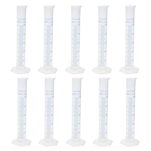Geesatis 10 Pcs Plastic Measuring Cylinders 50 ml Lab Test Graduated Measuring Cylinder...