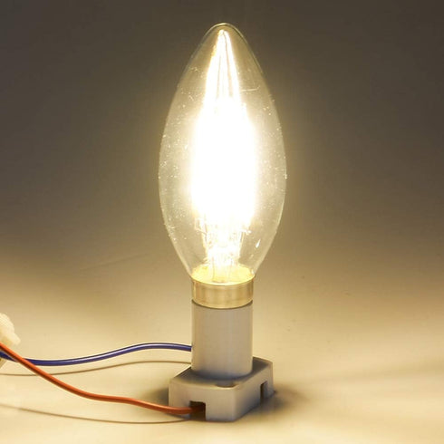 12V/24V DC LED Candle Bulb, Dimmable with 12V DC Dimmer, 4W 400Lm, 2700K Warm White Light, E12 Small Base, Clear Glass Torpedo Tip, 40W Incandesce...
