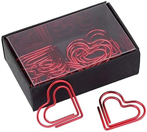12Pcs Paperclips Heart Shaped Paper Clip Holders, Bookmark Marking Document Organizing Clip for Files Papers Office Supply(Red)...