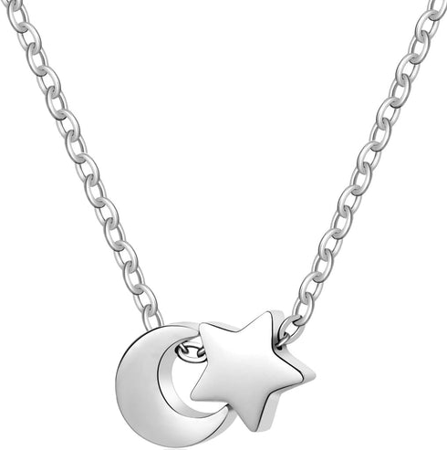 Jude Jewelers Stainless Steel Star Moon Charms Wedding Statement Collar Choker Necklace...