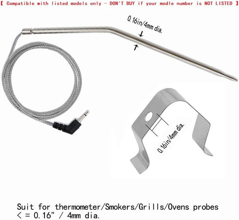 Grilling BBQ Meat Thermometer Temperature Probe Replacement Thermometer Probe Compatible with Thermopro TP25 TP20 TP07 TP-07 TP08 TP-08S TP06S TP1...
