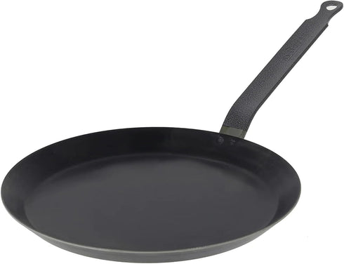 De Buyer Blue Carbon Steel Crepe & Tortilla Pan - 7” Diameter, 5.5” Cooking Surface - Ideal for Making & Reheating Crepes, Tortillas & Pancakes - ...