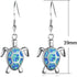 Tiny Turtles Dangle Drop Earrings 925 Sterling Silver Pin Lovely Animal White Opal Hook Hoop Earring Drops Delicate Jewelry Gift for Women Girls S...